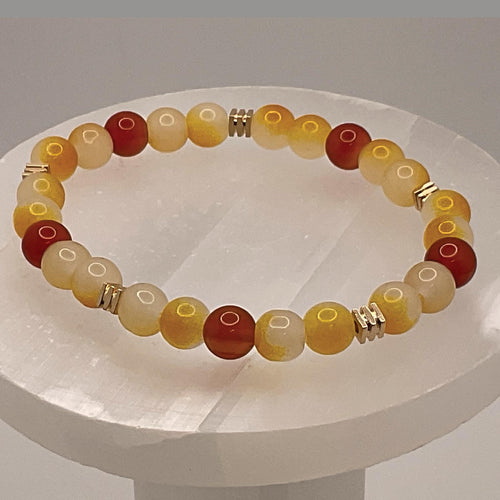 Amber Carnelian Bracelet | Vitality & Creative Fire | Gold Spacers Handmade Gemstone Jewelry __etsy:8134895875