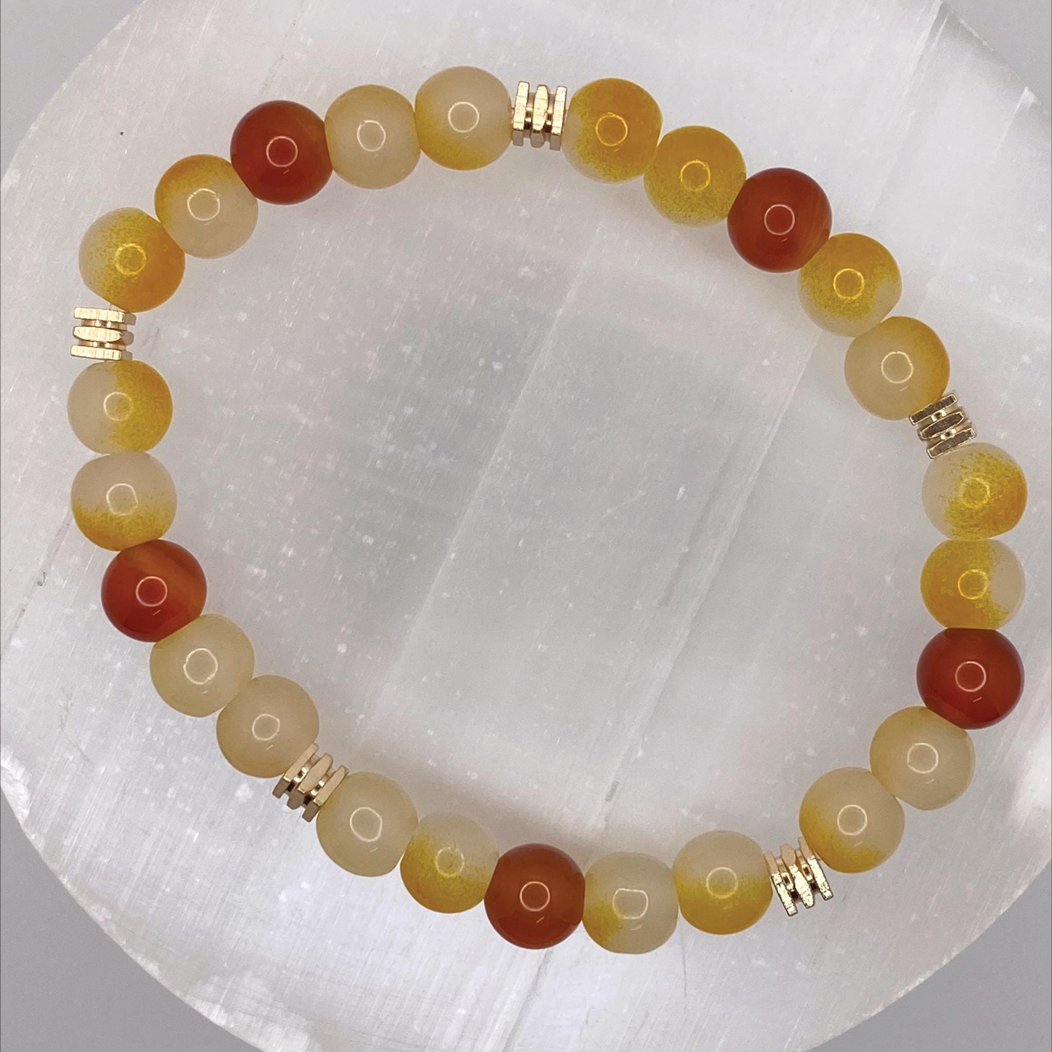 Amber Carnelian Bracelet | Vitality & Creative Fire | Gold Spacers Handmade Gemstone Jewelry __etsy:8134895891
