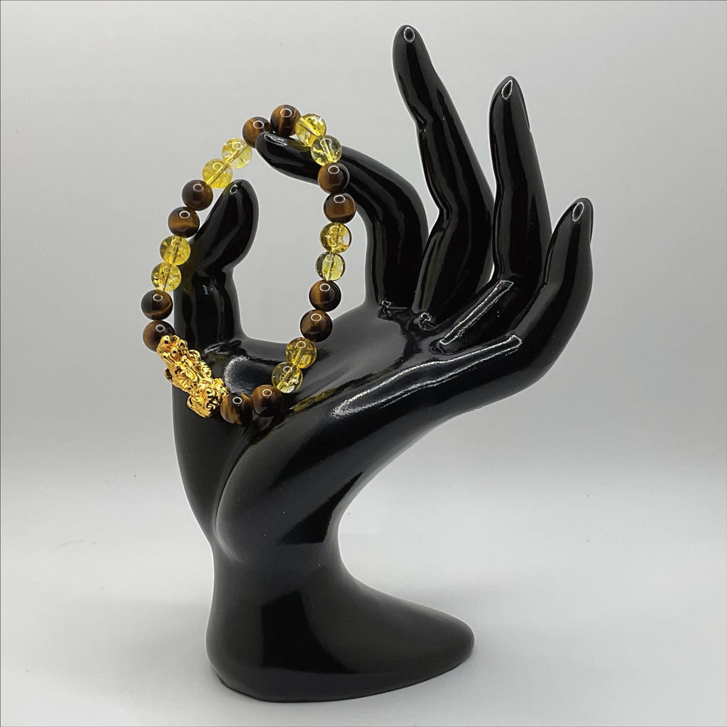 Amber Tiger's Eye Dragon Bracelet | Power & Ancient Wisdom | Gold Charm Crystal Gemstone Jewelry __etsy:8134773095