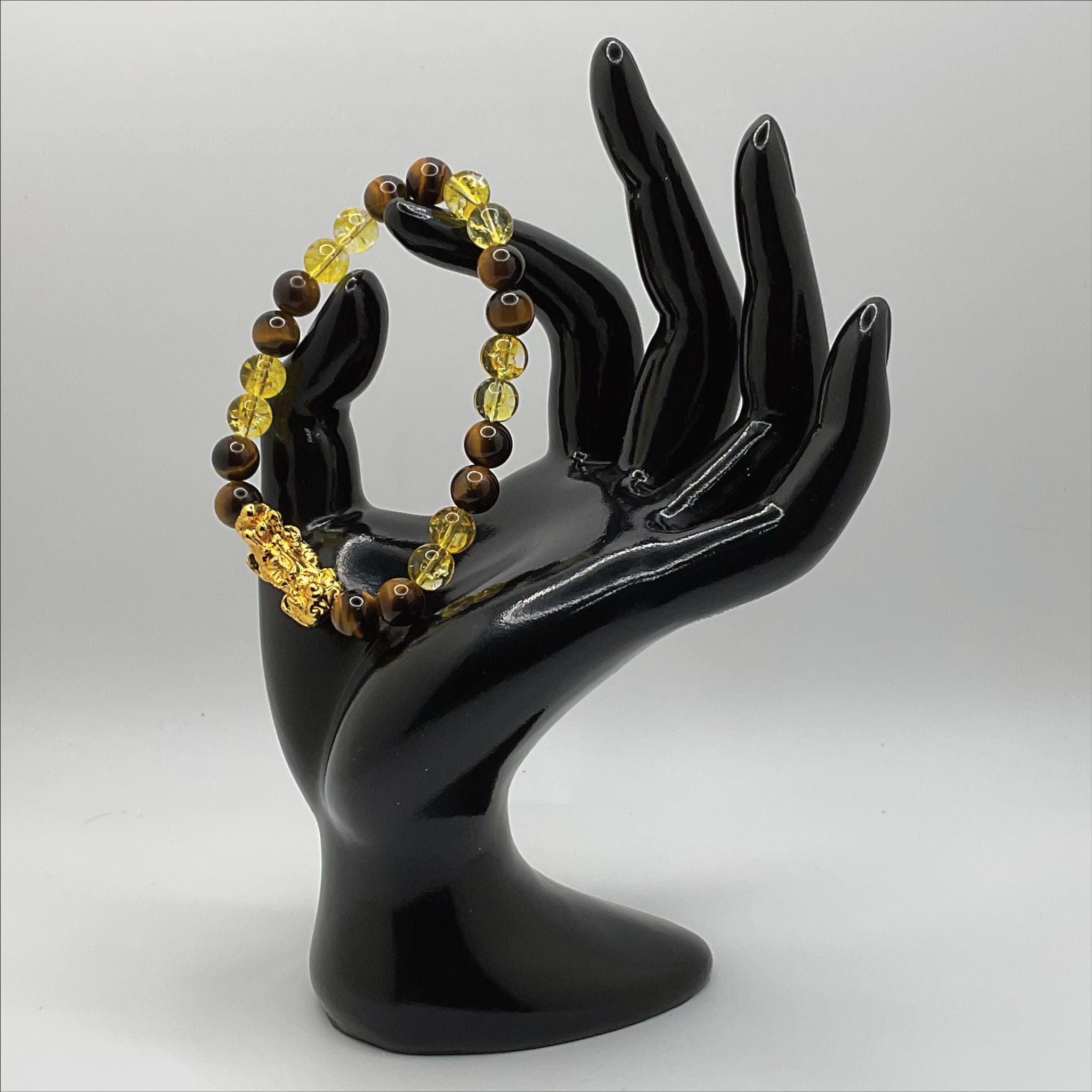 Amber Tiger's Eye Dragon Bracelet | Power & Ancient Wisdom | Gold Charm Crystal Gemstone Jewelry __etsy:8134773095