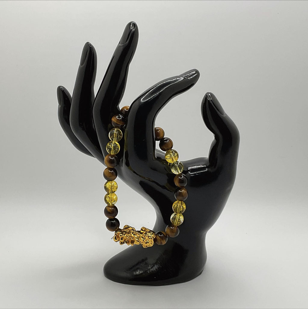 Amber Tiger's Eye Dragon Bracelet | Power & Ancient Wisdom | Gold Charm Crystal Gemstone Jewelry __etsy:8134773097