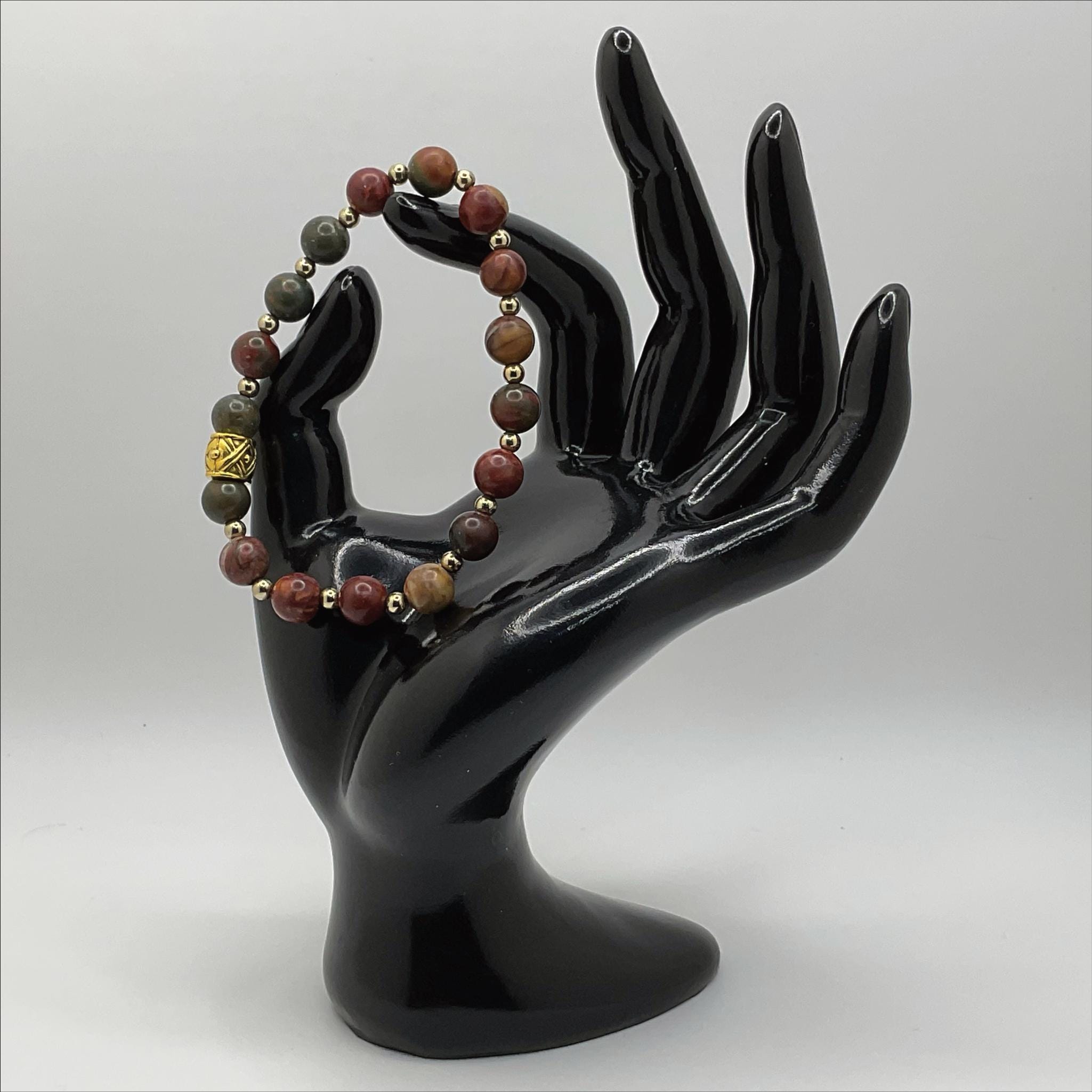 Bloodstone Bracelet | Vitality & Courage | Gold Barrel Spacers Handmade Crystal Gemstone Jewelry __etsy:8086975588