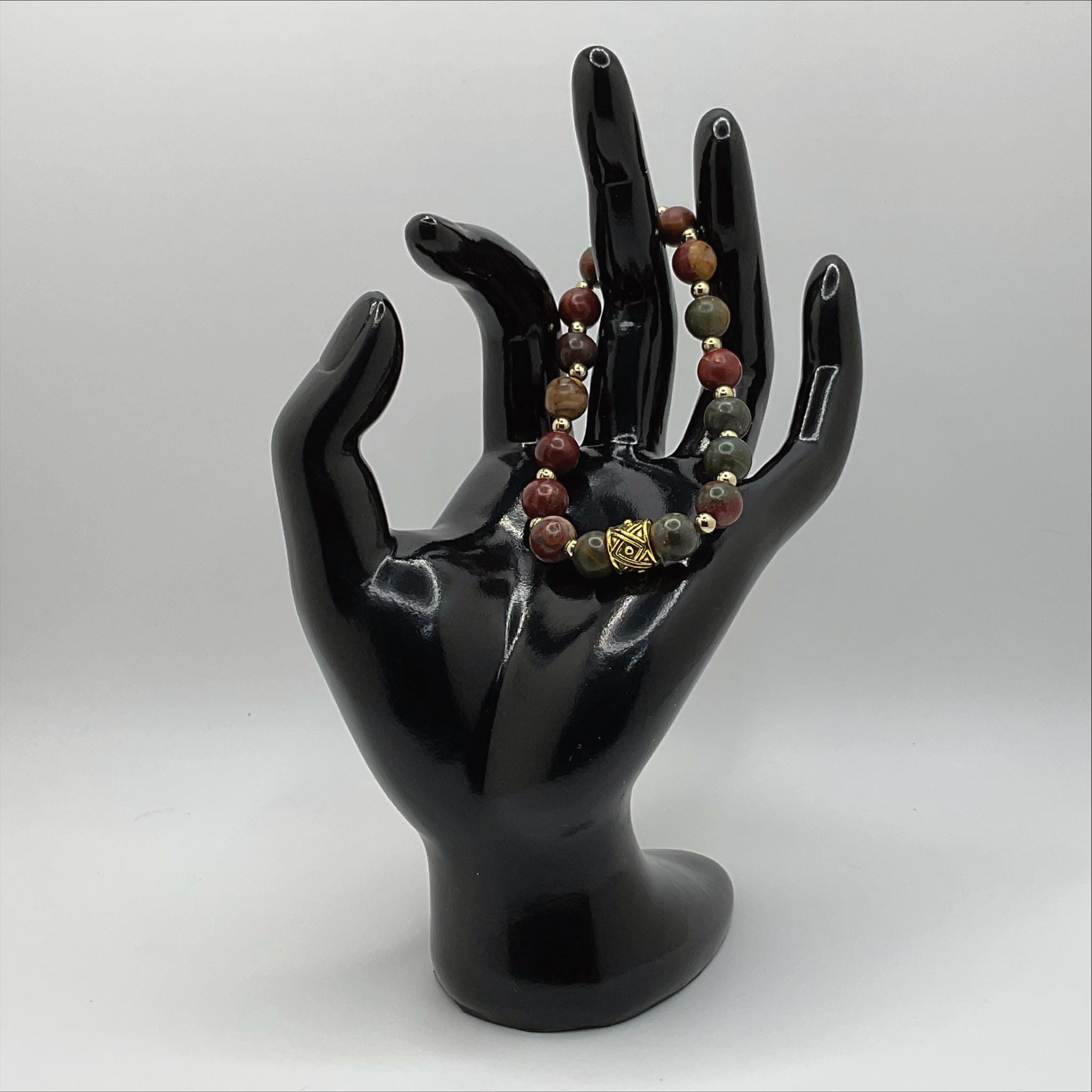 Bloodstone Bracelet | Vitality & Courage | Gold Barrel Spacers Handmade Crystal Gemstone Jewelry __etsy:8134882733