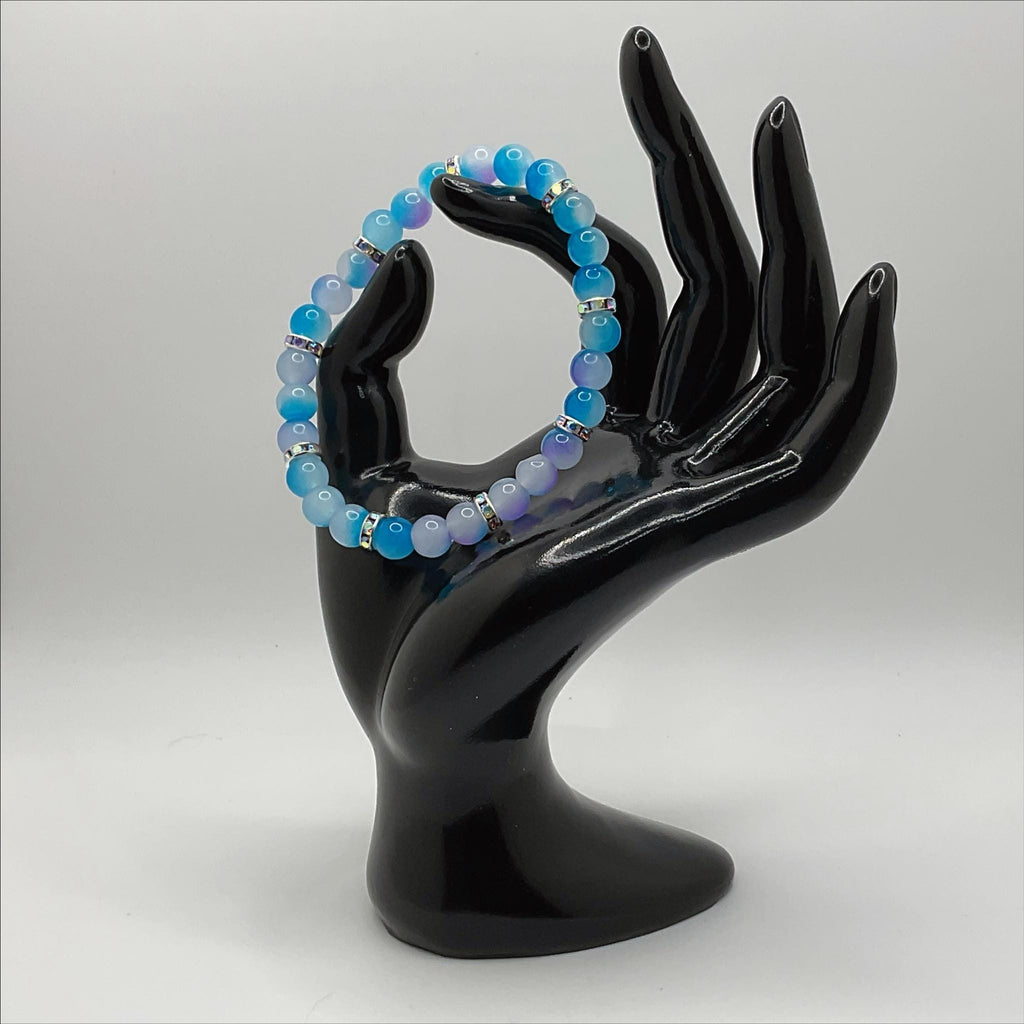 Blue Dragon Vein Agate Bracelet | Clarity & Intuition | Silver Spacers Crystal Gemstone Jewelry __etsy:8086434238