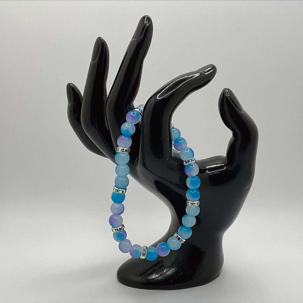 Blue Dragon Vein Agate Bracelet | Clarity & Intuition | Silver Spacers Crystal Gemstone Jewelry __etsy:8086434234