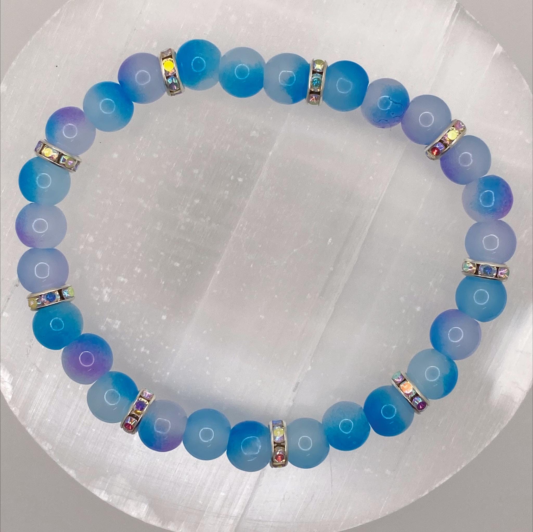 Blue Dragon Vein Agate Bracelet | Clarity & Intuition | Silver Spacers Crystal Gemstone Jewelry __etsy:8086434250