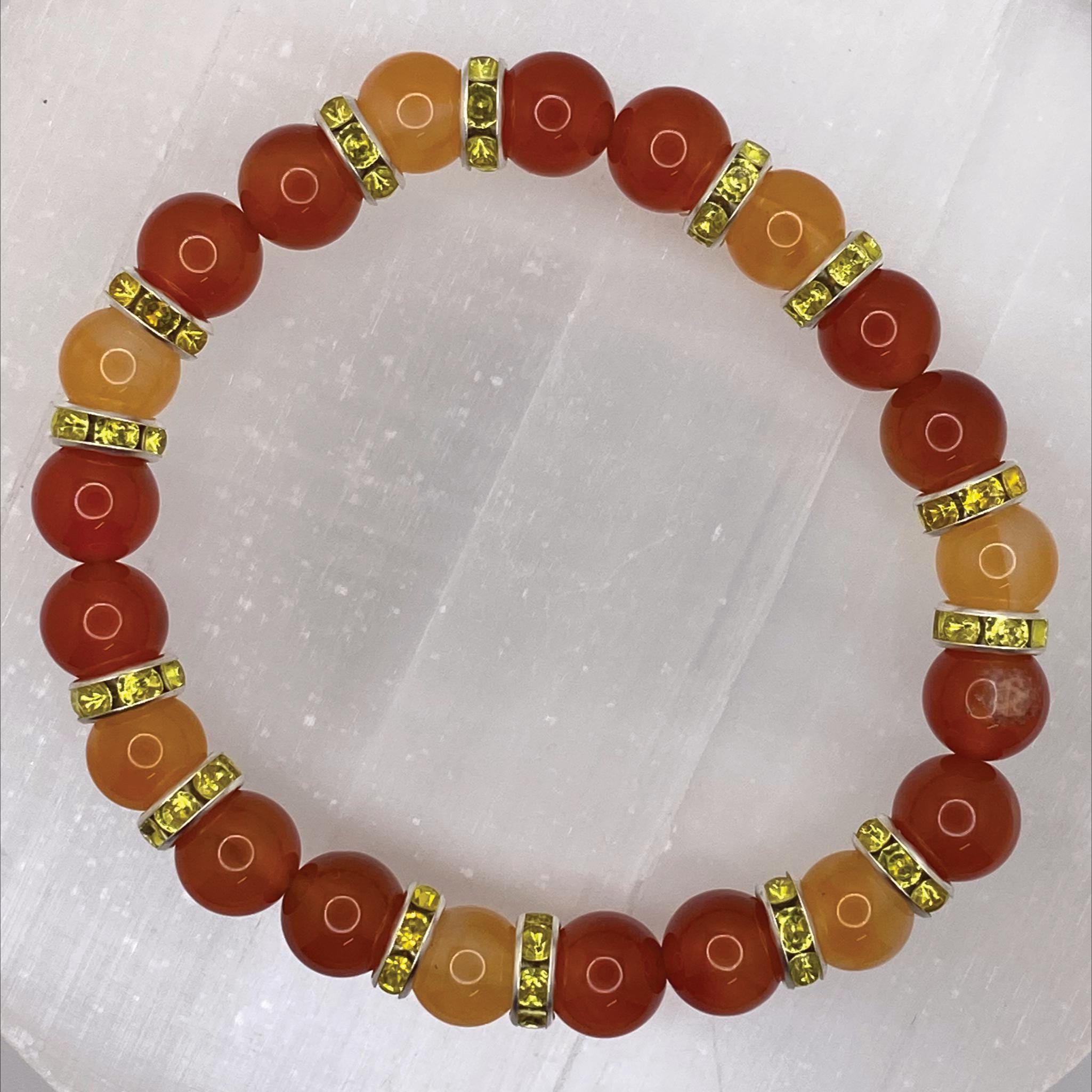 Carnelian Agate Bracelet | Creativity & Courage | Oriental Agate Yellow Crystal Gold Gemstone Jewelry __etsy:8086742278