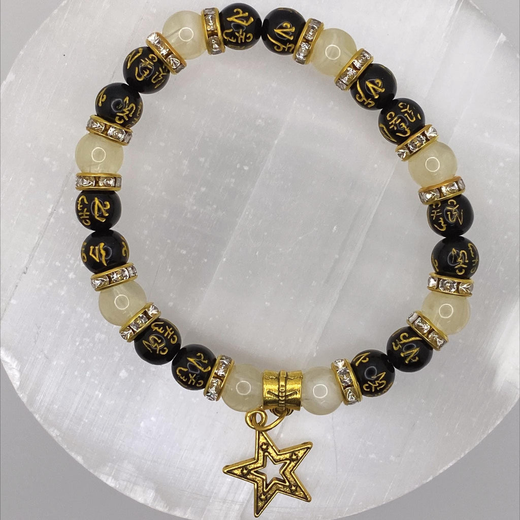 Citrine Pixiu Bracelet | Abundance & Prosperity | Gold Star Charm Crystal Gemstone Jewelry __etsy:8086909482
