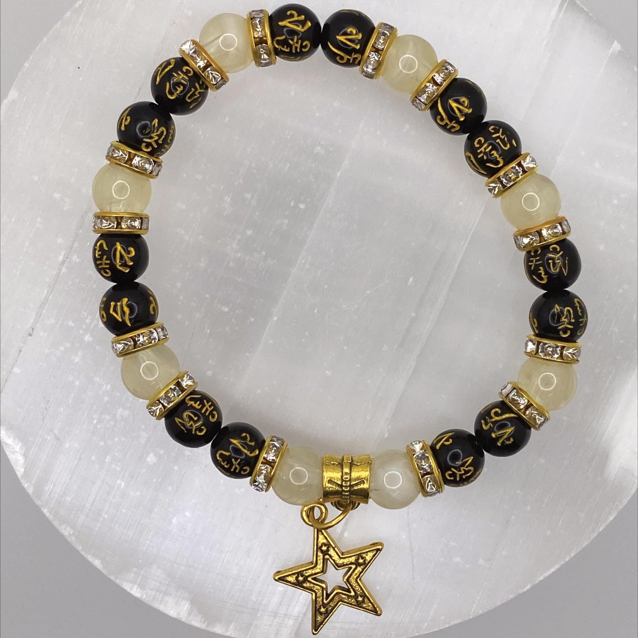 Citrine Pixiu Bracelet | Abundance & Prosperity | Gold Star Charm Crystal Gemstone Jewelry __etsy:8086909482