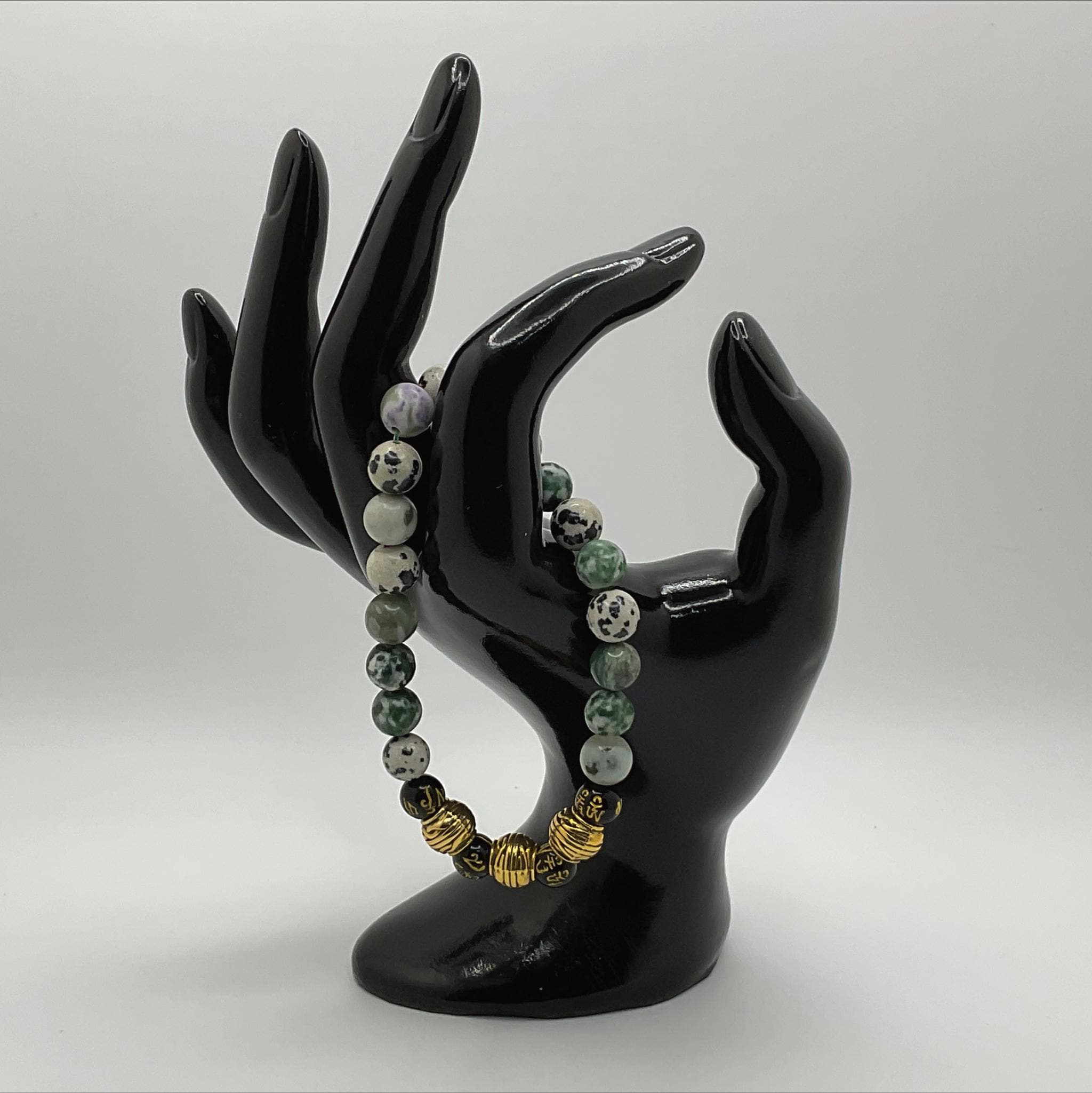 Dalmatian Jasper Pixiu Bracelet | Joy & Prosperity | Tree Agate Black Charm Crystal Gemstone Jewelry __etsy:8086806600
