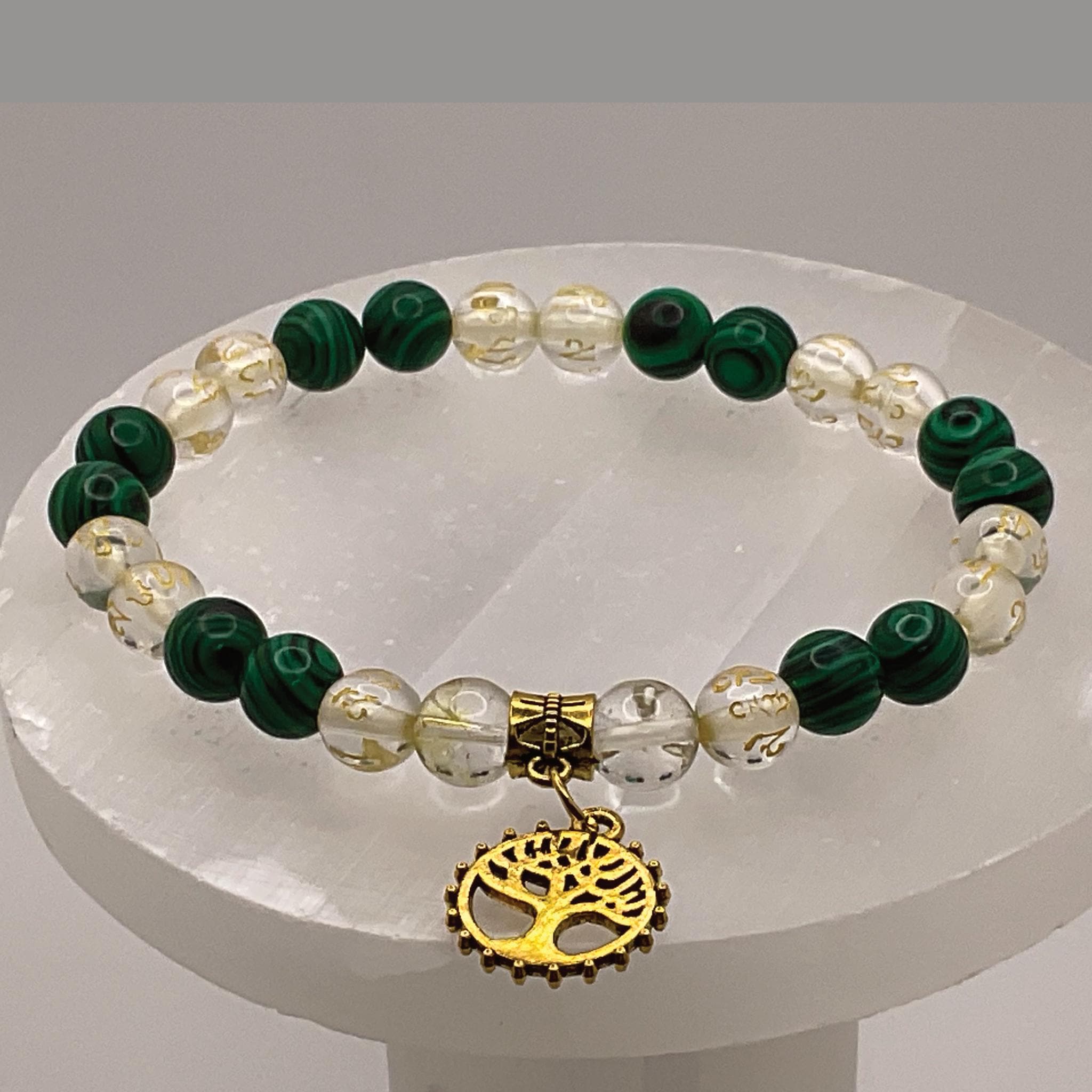 Malachite Pixiu Bracelet | Transformation & Prosperity | Clear Quartz Tree of Life Gold Jewelry __etsy:8086923550