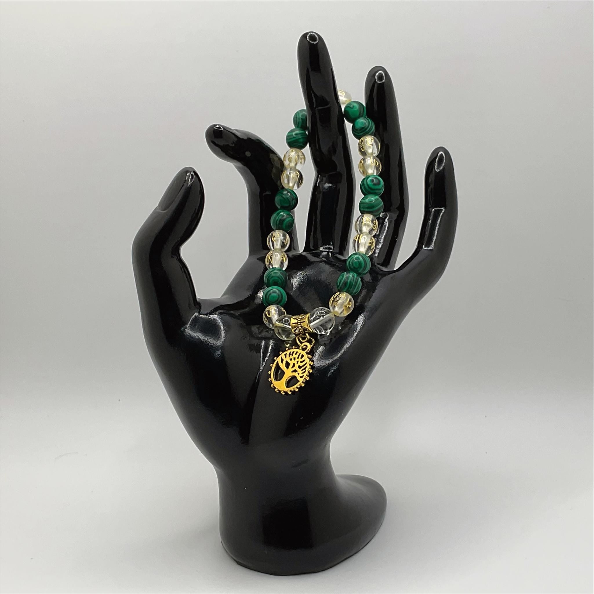 Malachite Pixiu Bracelet | Transformation & Prosperity | Clear Quartz Tree of Life Gold Jewelry __etsy:8086923574
