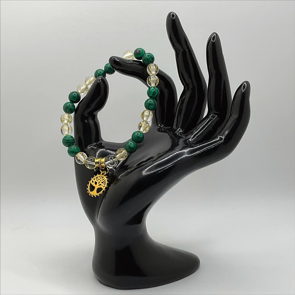 Malachite Pixiu Bracelet | Transformation & Prosperity | Clear Quartz Tree of Life Gold Jewelry __etsy:8134830483