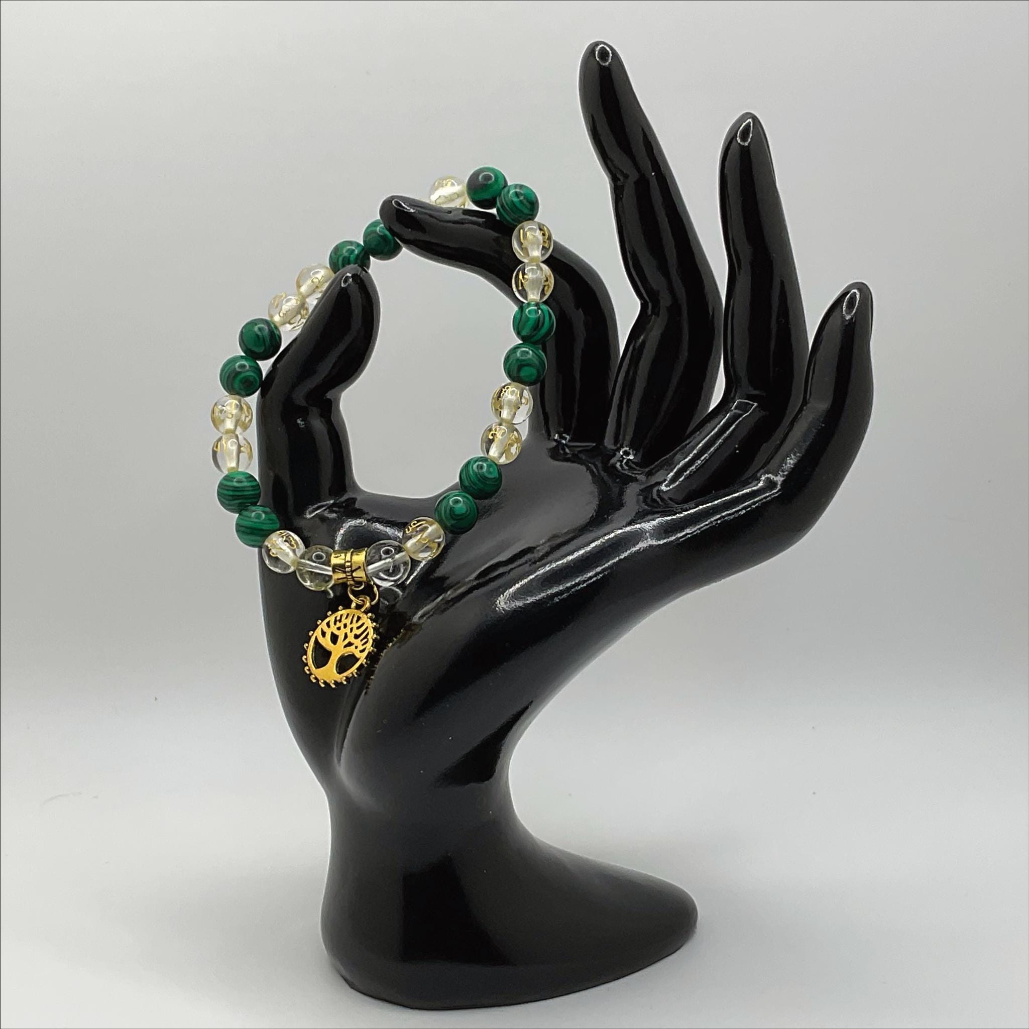 Malachite Pixiu Bracelet | Transformation & Prosperity | Clear Quartz Tree of Life Gold Jewelry __etsy:8134830483