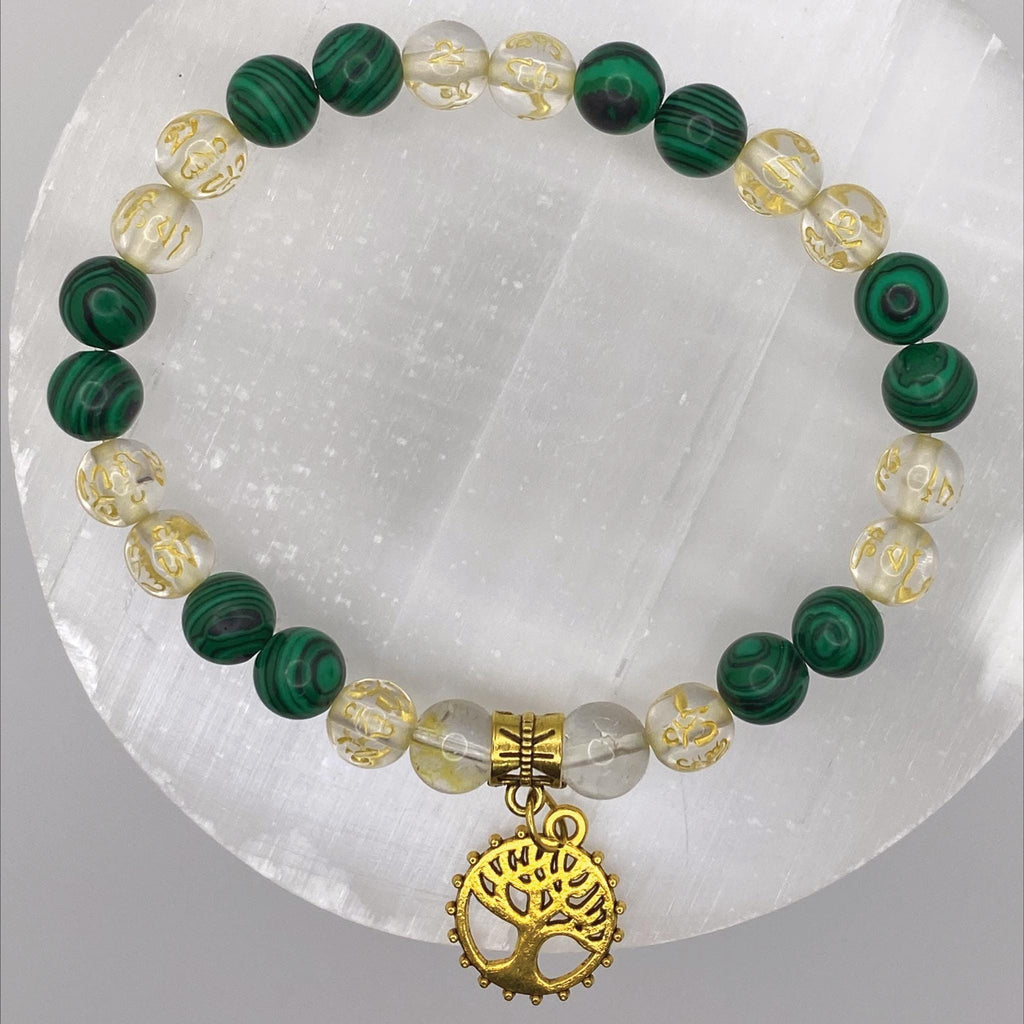 Malachite Pixiu Bracelet | Transformation & Prosperity | Clear Quartz Tree of Life Gold Jewelry __etsy:8134830497