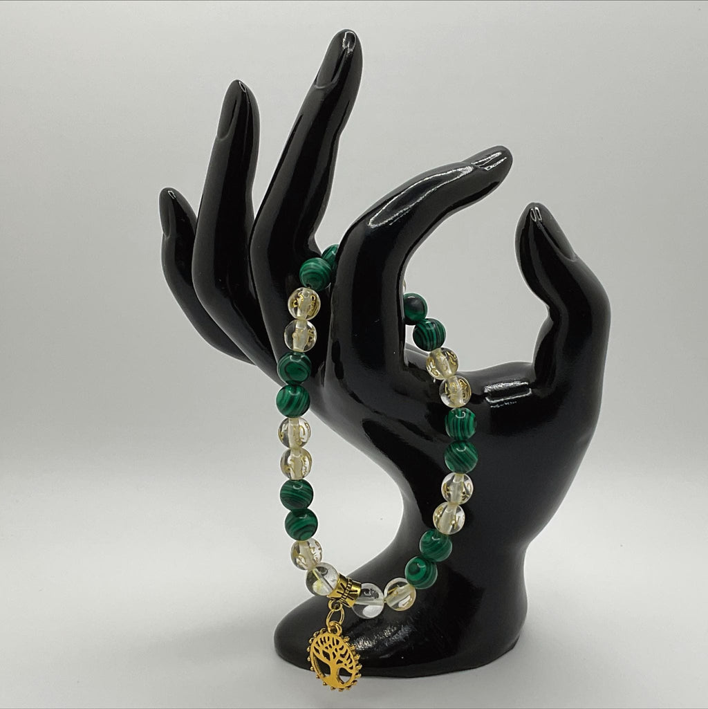 Malachite Pixiu Bracelet | Transformation & Prosperity | Clear Quartz Tree of Life Gold Jewelry __etsy:8134830493