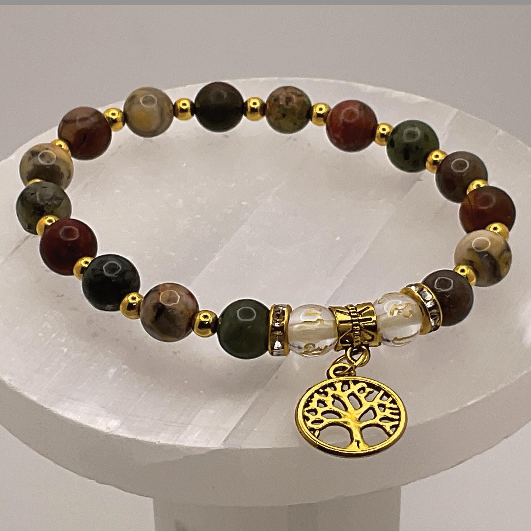Mookaite Pixiu Bracelet | Prosperity & Grounding | Clear Quartz Tree of Life Crystal Jewelry __etsy:8086082120
