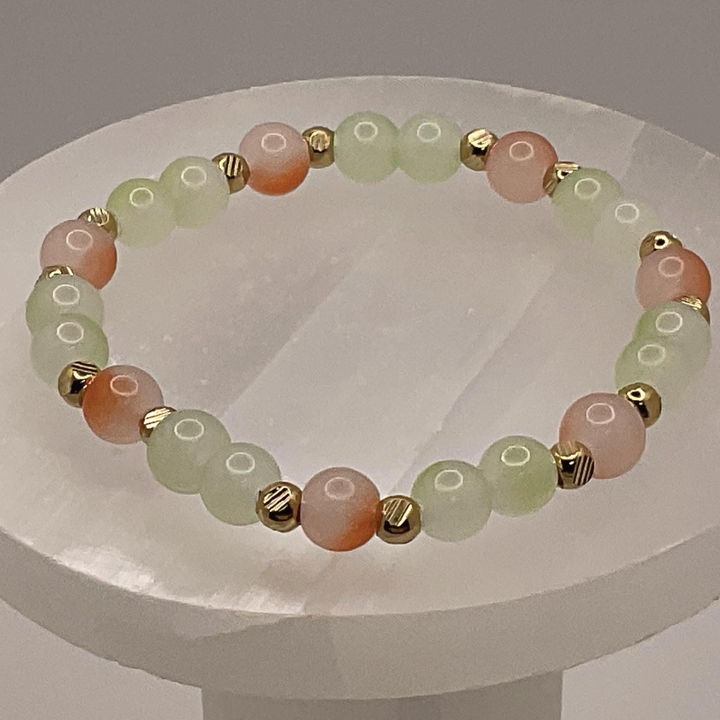 Oriental Agate Bracelet | Grounding & Inner Strength | Tiny Gold Spacers Gemstone Jewelry __etsy:8086947806