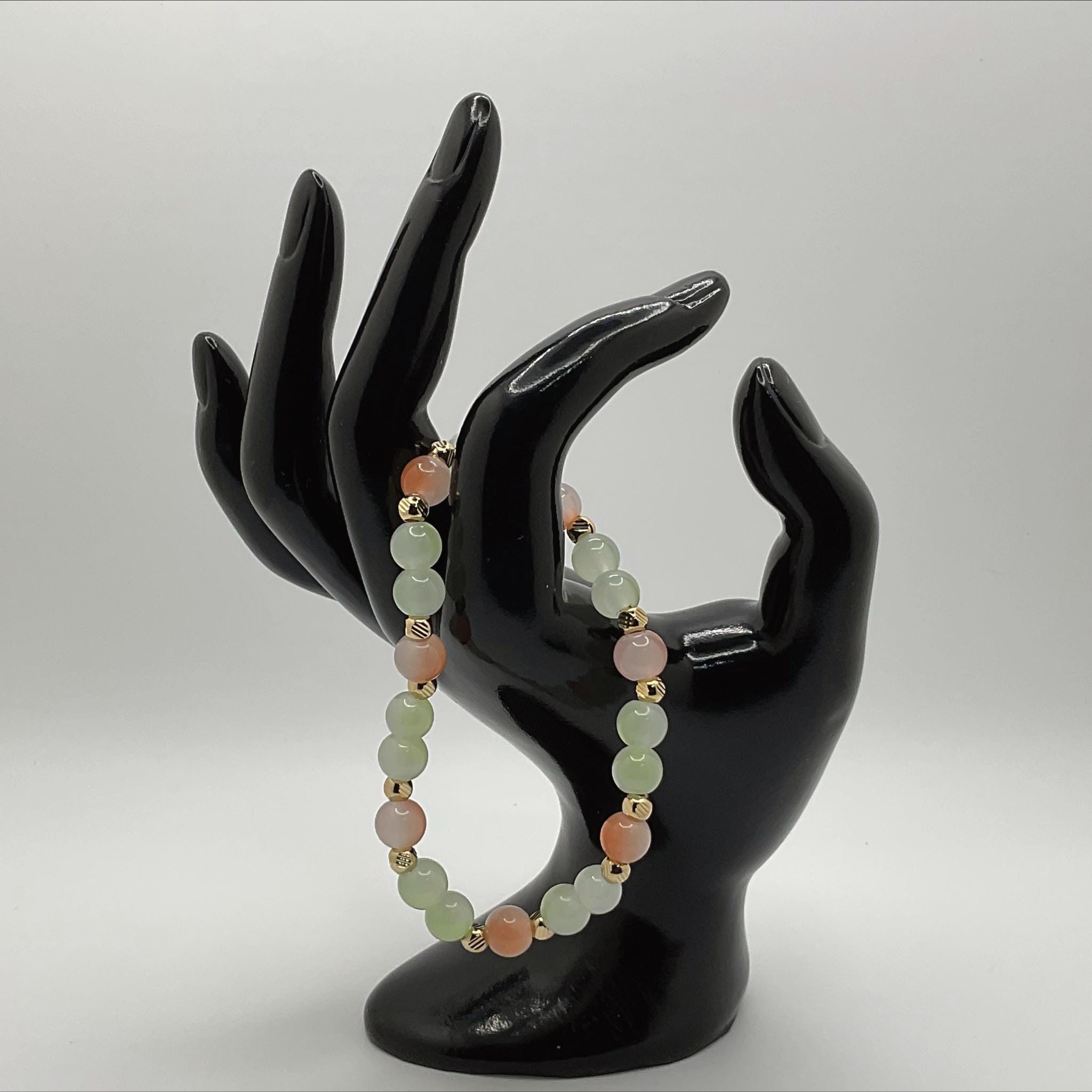 Oriental Agate Bracelet | Grounding & Inner Strength | Tiny Gold Spacers Gemstone Jewelry __etsy:8086947816
