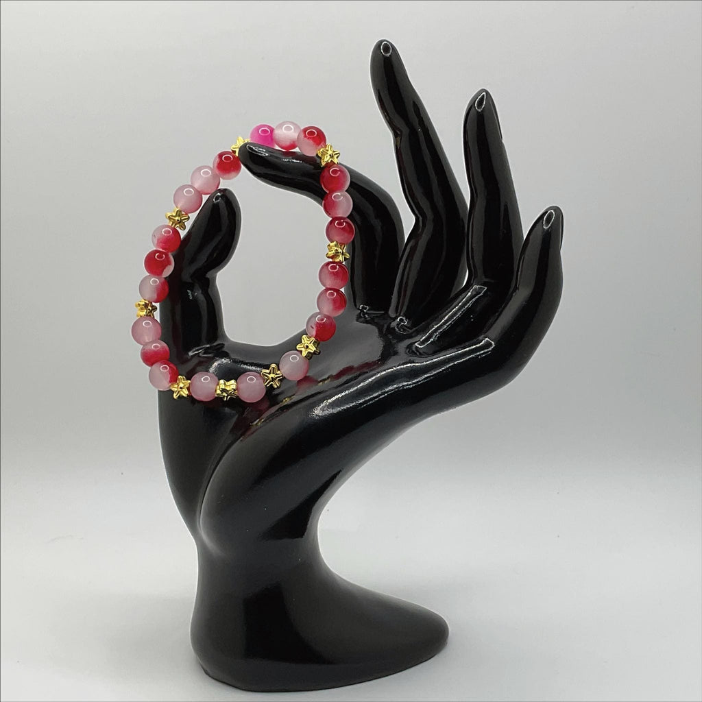 Pink Dragon Vein Agate Bracelet | Love & Emotional Healing | Gold Star Spacers Gemstone Jewelry __etsy:8134805965