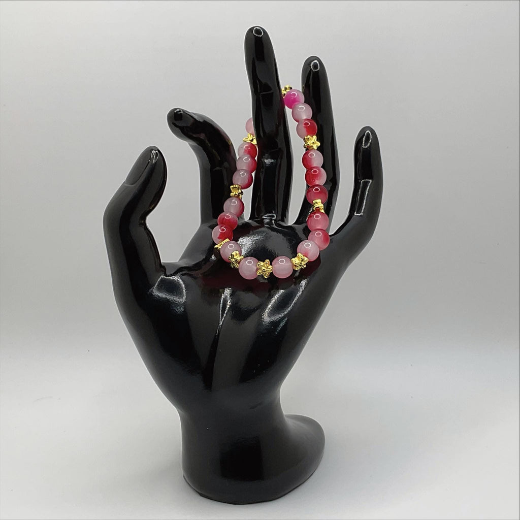 Pink Dragon Vein Agate Bracelet | Love & Emotional Healing | Gold Star Spacers Gemstone Jewelry __etsy:8086899302