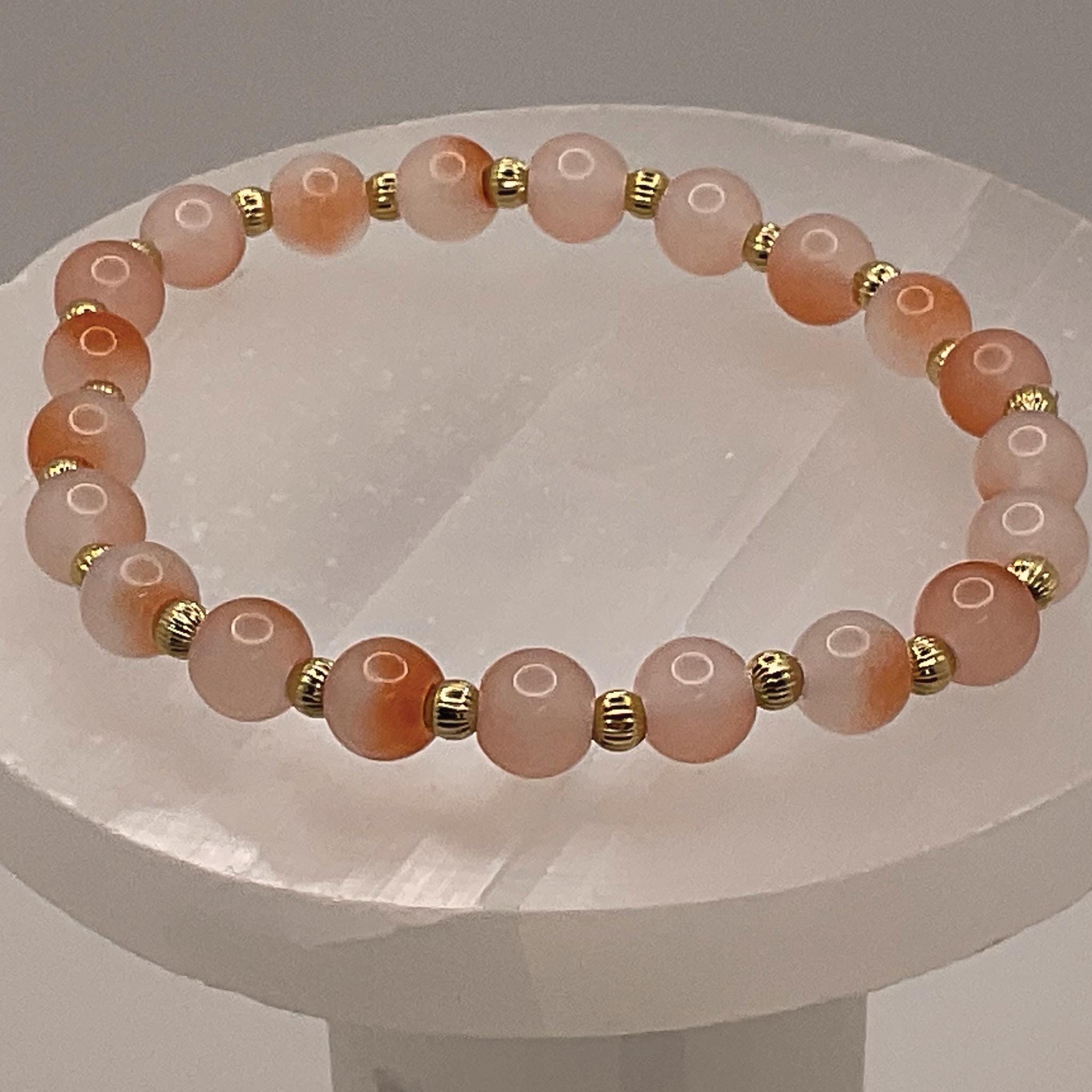 Pink Opal Bracelet | Emotional Healing & Self Love | Tiny Gold Spacers Crystal Gemstone Jewelry __etsy:8134369177