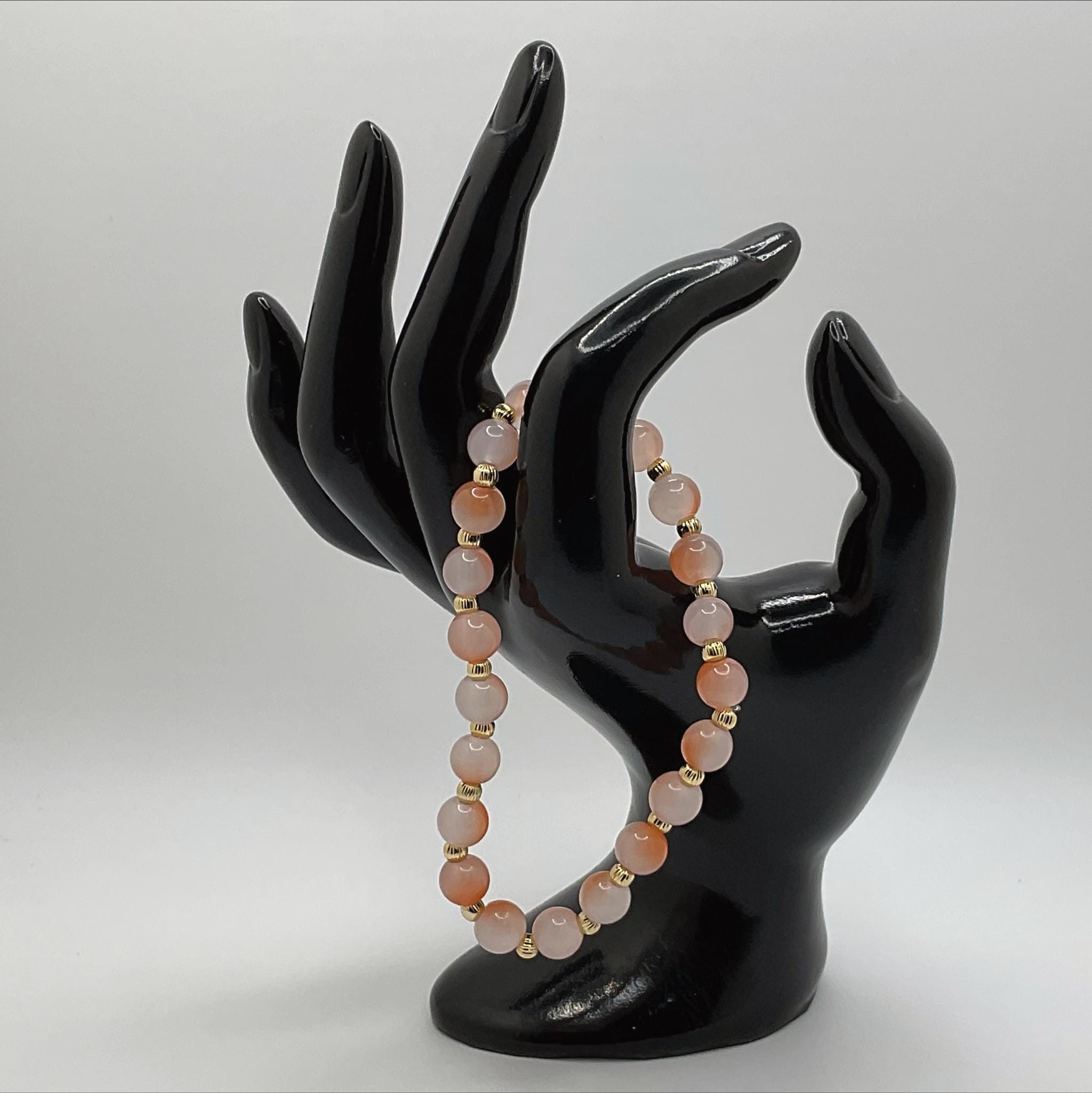 Pink Opal Bracelet | Emotional Healing & Self Love | Tiny Gold Spacers Crystal Gemstone Jewelry __etsy:8134369205