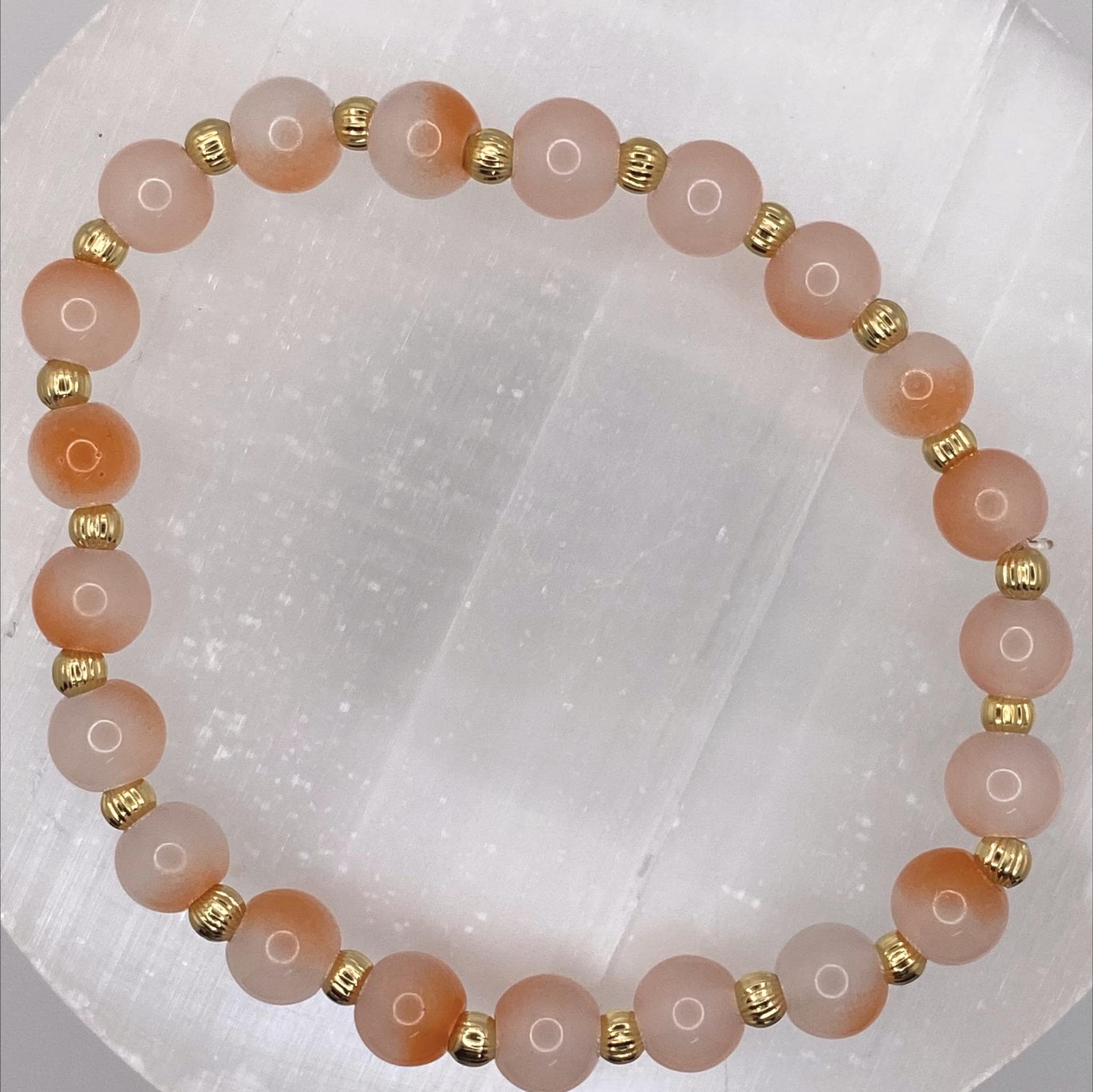 Pink Opal Bracelet | Emotional Healing & Self Love | Tiny Gold Spacers Crystal Gemstone Jewelry __etsy:8134369215