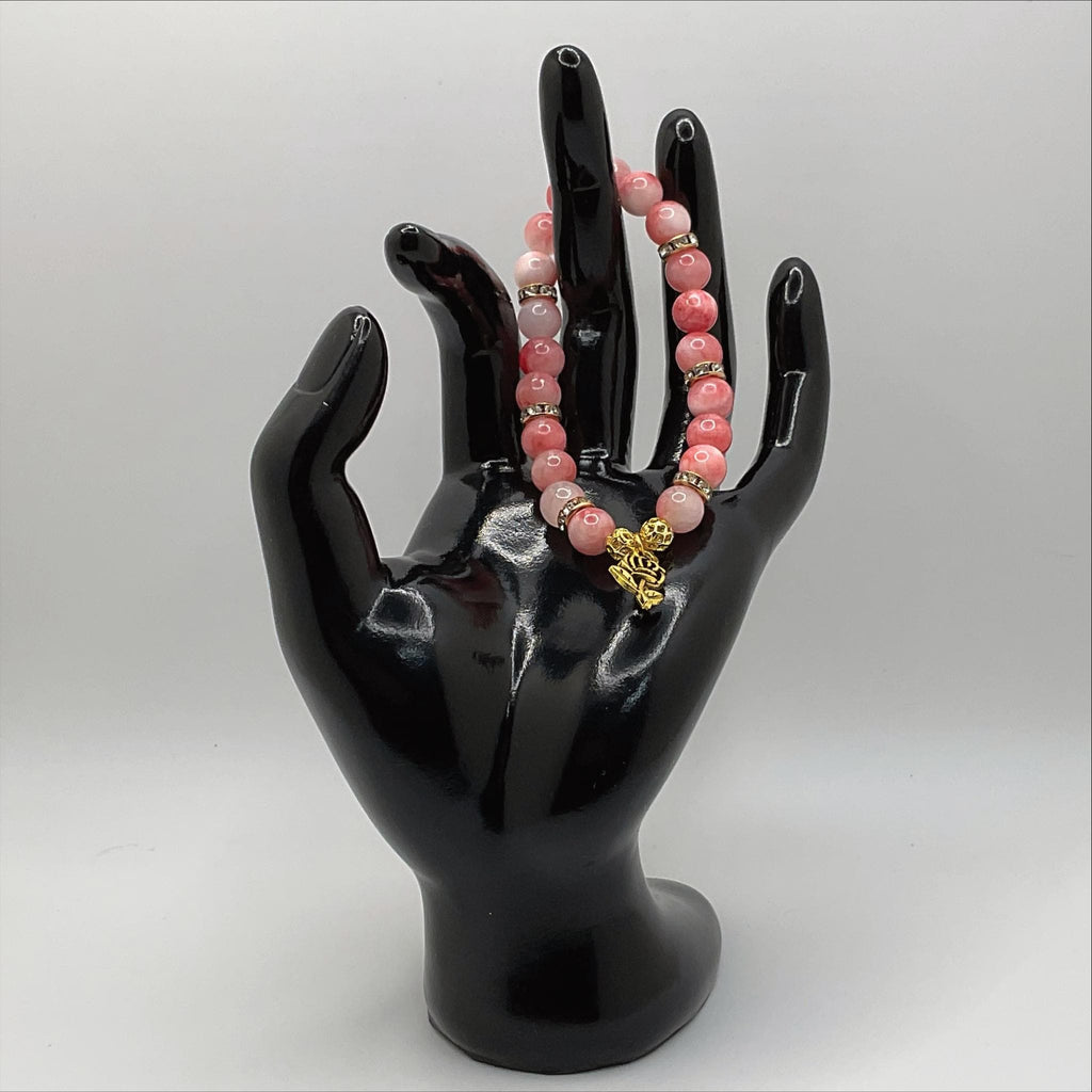 Pink Opal Flower Charm Bracelet | Love & Emotional Healing | Gold Crystal Spacers Gemstone Jewelry __etsy:8134435647