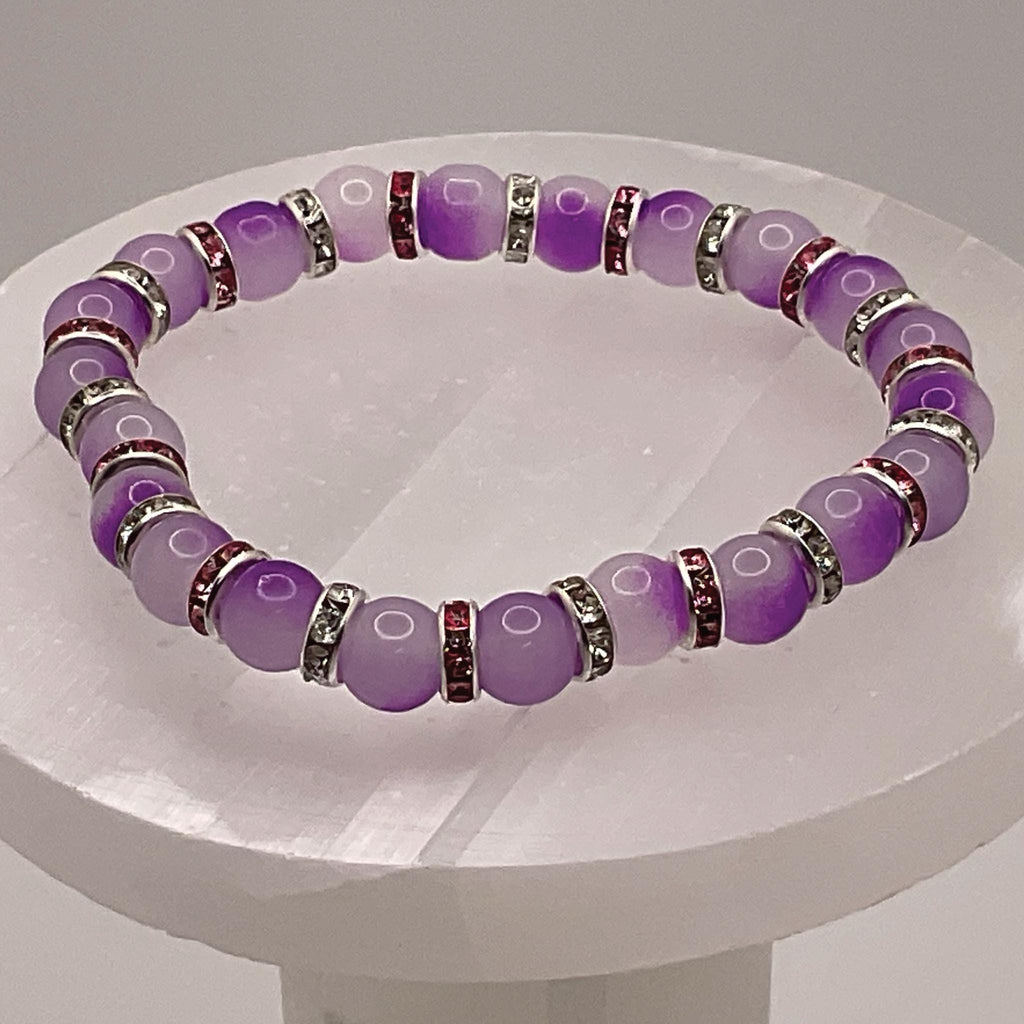 Purple Dragon Vein Agate Bracelet | Intuition & Mysticism | Pink White Crystal Silver Spacers Jewelry __etsy:8087001992