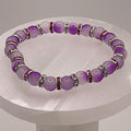 Purple Dragon Vein Agate Bracelet | Intuition & Mysticism | Pink White Crystal Silver Spacers Jewelry __etsy:8087001992
