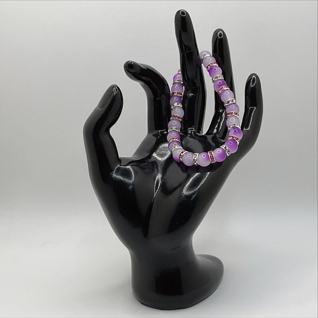 Purple Dragon Vein Agate Bracelet | Intuition & Mysticism | Pink White Crystal Silver Spacers Jewelry __etsy:8087002014