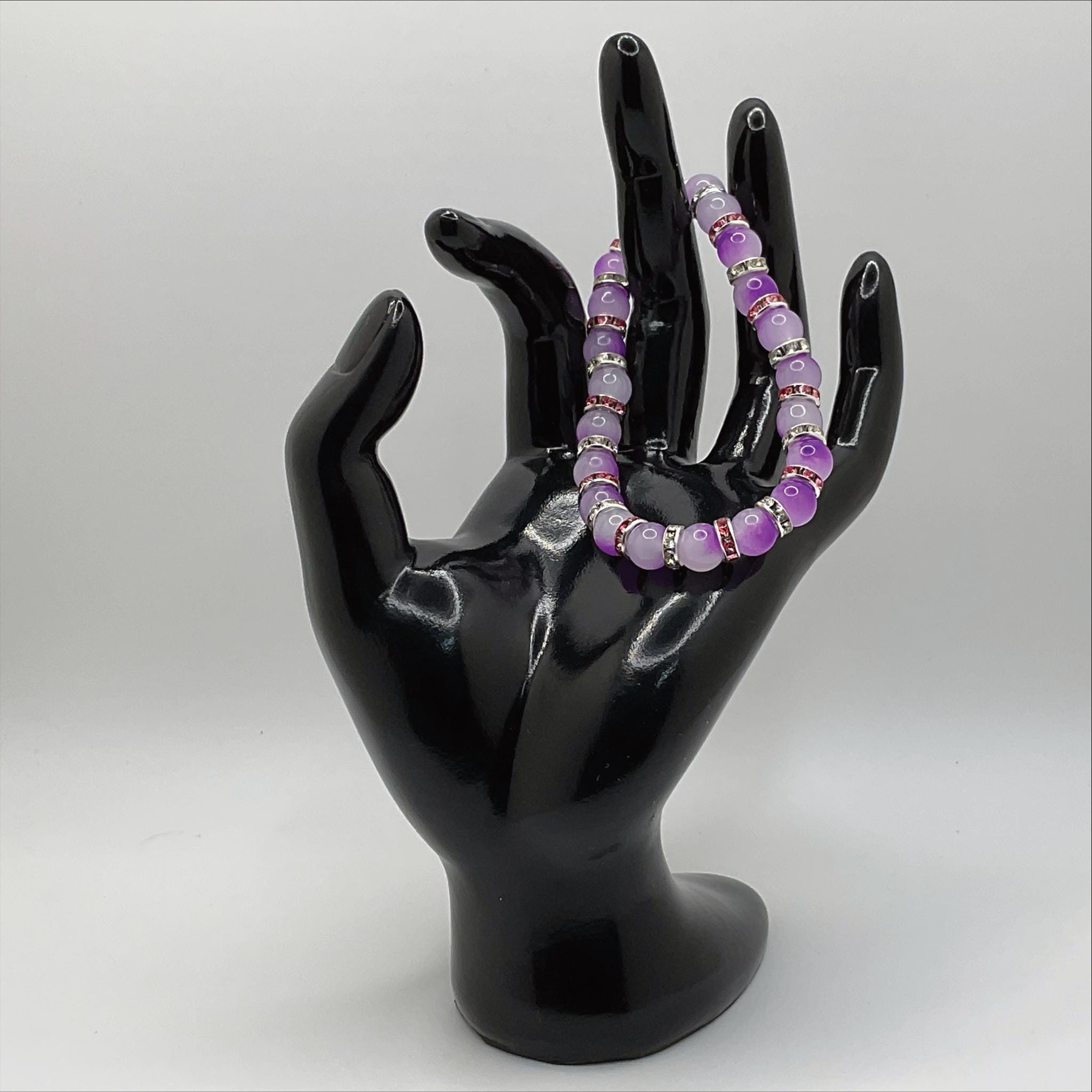 Purple Dragon Vein Agate Bracelet | Intuition & Mysticism | Pink White Crystal Silver Spacers Jewelry __etsy:8087002014