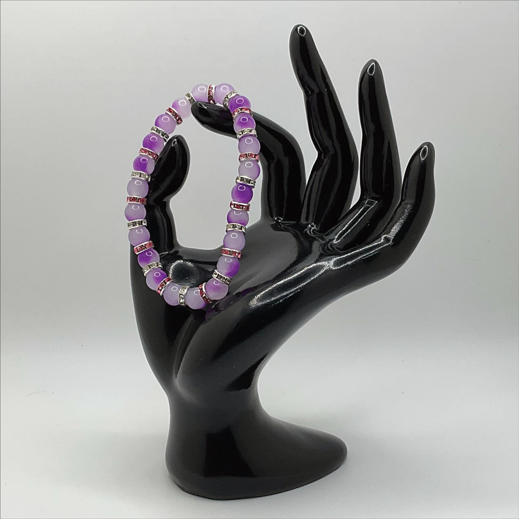 Purple Dragon Vein Agate Bracelet | Intuition & Mysticism | Pink White Crystal Silver Spacers Jewelry __etsy:8087002010