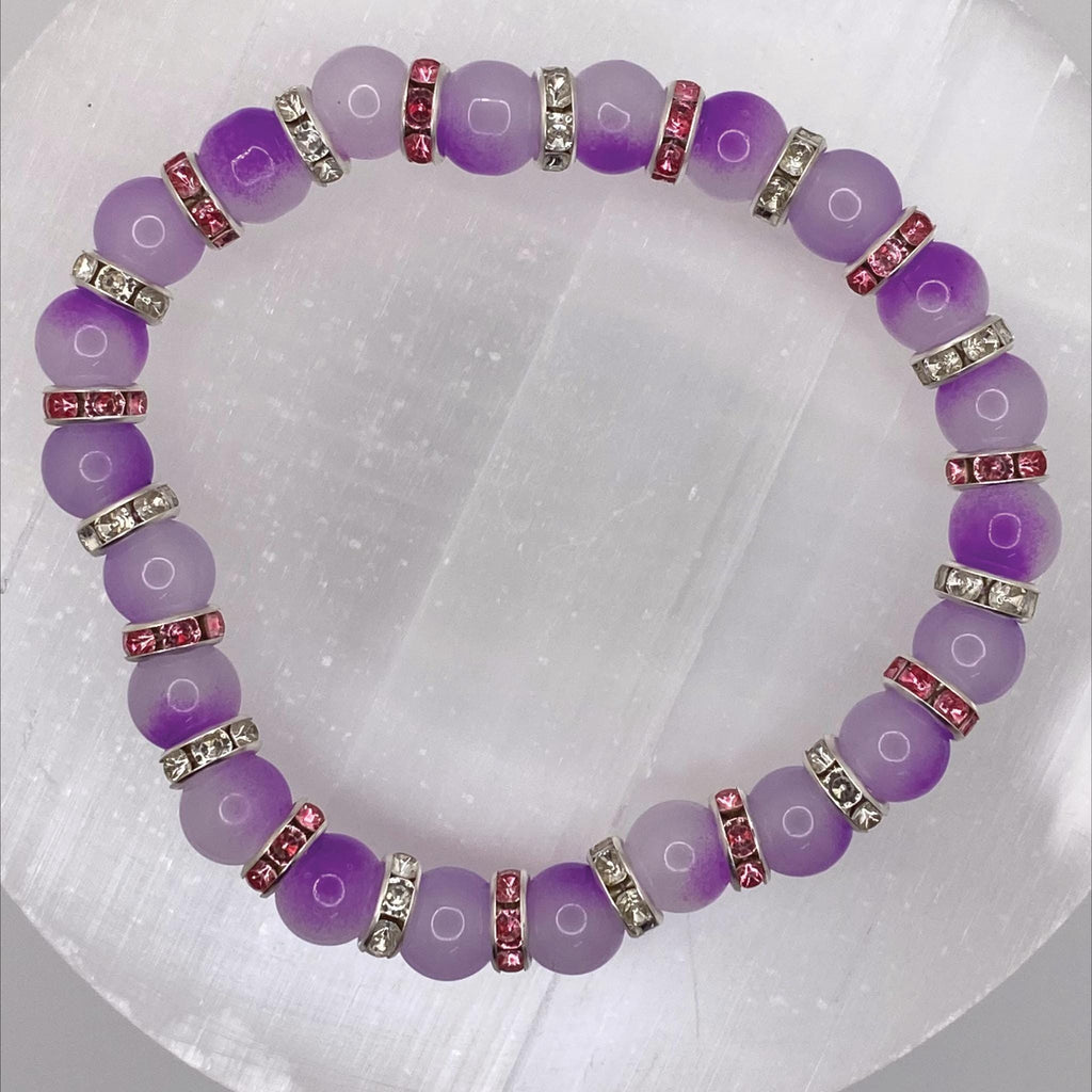 Purple Dragon Vein Agate Bracelet | Intuition & Mysticism | Pink White Crystal Silver Spacers Jewelry __etsy:8087002030