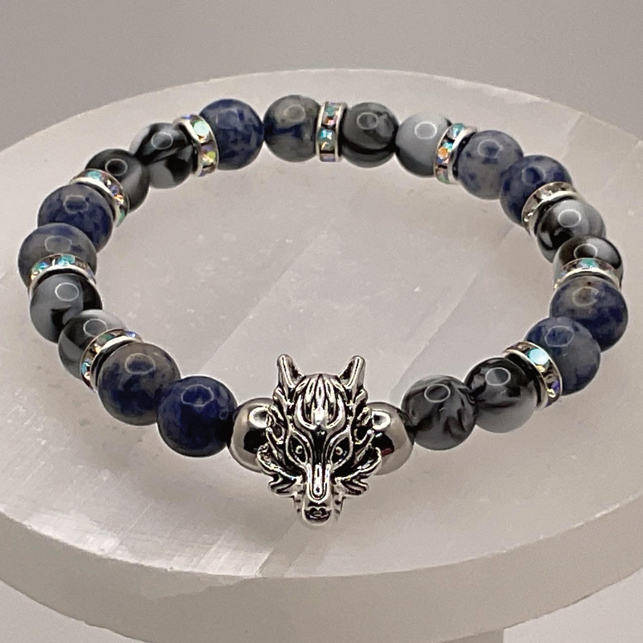 Sodalite Dragon Bracelet | Clarity & Inner Wisdom | Silver Crystal Spacers Gemstone Jewelry __etsy:8134789639
