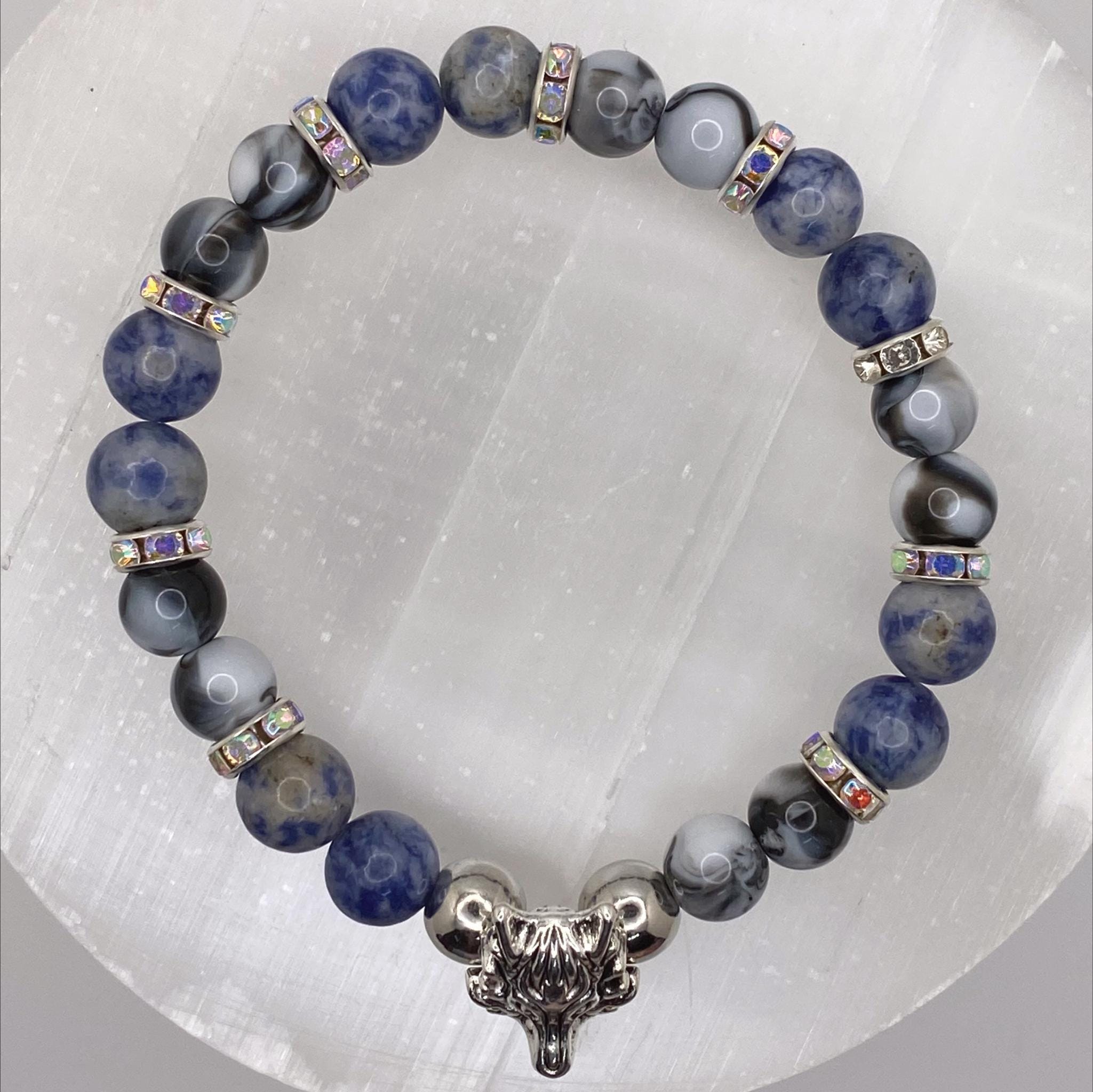 Sodalite Dragon Bracelet | Clarity & Inner Wisdom | Silver Crystal Spacers Gemstone Jewelry __etsy:8086883424