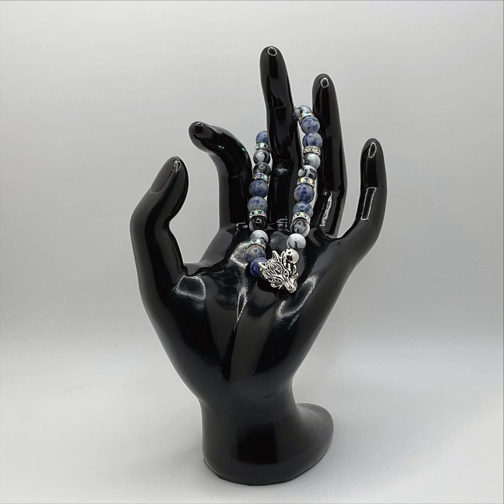 Sodalite Dragon Bracelet | Clarity & Inner Wisdom | Silver Crystal Spacers Gemstone Jewelry __etsy:8086883414