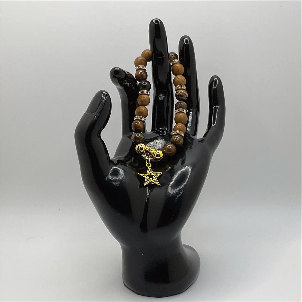 Tiger's Eye Yellow Jasper Bracelet | Confidence & Power | Gold Star Charm Crystal Gemstone Jewelry __etsy:8134545143