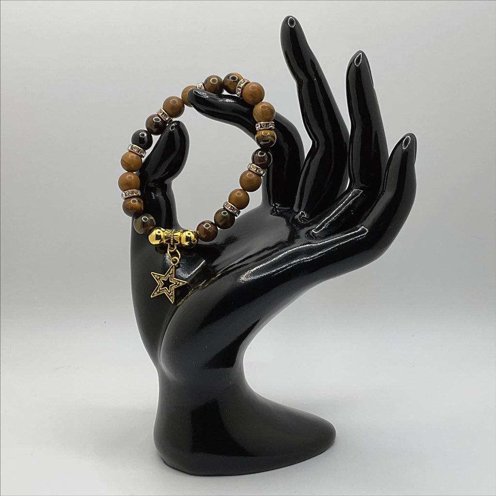 Tiger's Eye Yellow Jasper Bracelet | Confidence & Power | Gold Star Charm Crystal Gemstone Jewelry __etsy:8134545149