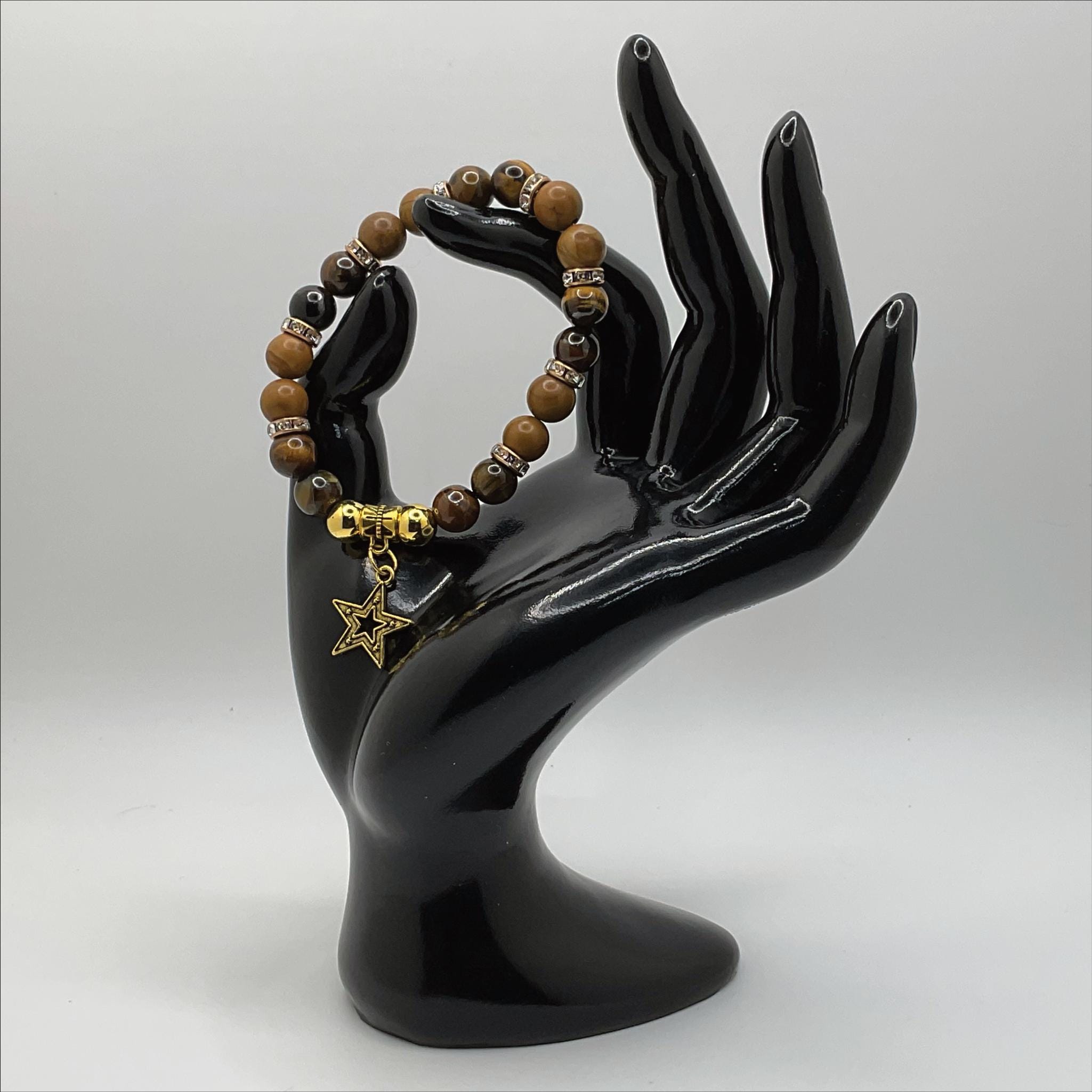 Tiger's Eye Yellow Jasper Bracelet | Confidence & Power | Gold Star Charm Crystal Gemstone Jewelry __etsy:8134545149
