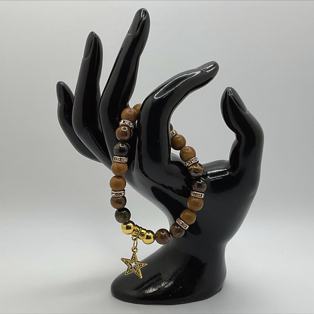 Tiger's Eye Yellow Jasper Bracelet | Confidence & Power | Gold Star Charm Crystal Gemstone Jewelry __etsy:8086638206
