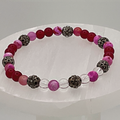 Pulsera de ágata Dragon Vein rosa coral rojo y cuarzo transparente con separadores de cristal negro