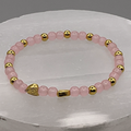 15 cm (5.9") Pink Opal Gold Hearts Bracelet with Gold Spacers