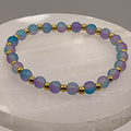 Blue Pink Glass Bracelet with Gold Spacers