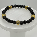 Black Agate Bracelet with Gold Spacers