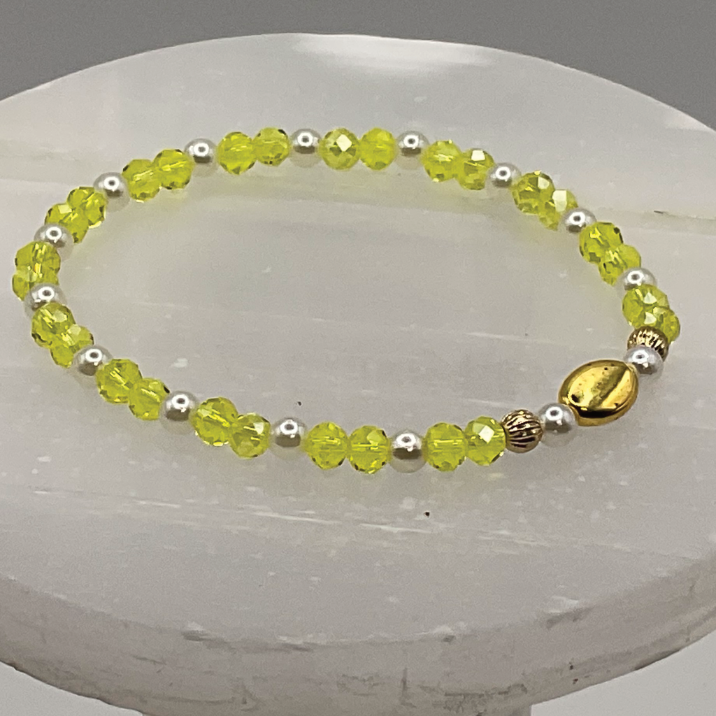 15.5 cm (6.1") Yellow Pearl Bracelet with Gold Spacers