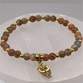 Unakite Jasper Owl Charm with Gold Tone Spacers