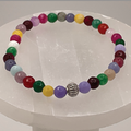 Multicolored Dragon Vein Agate Bracelet with Silver Barrel Spacer