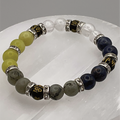 Blue Jasper Lemon Agate Clear Quartz Onyx Pixiu Bracelet with Crystal Spacers